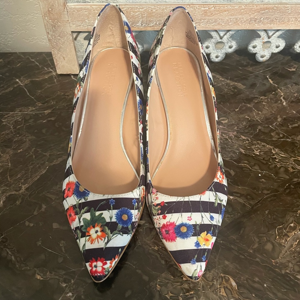 Kenneth Cole Stripes/Floral Heels. Size 9.5